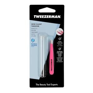 Open Box - Tweezerman Mini Slant Tweezer - Tweezers for Eyebrow,( Neon Pink)